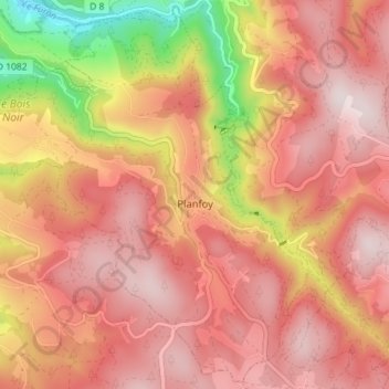 Mapa topográfico Planfoy, altitude, relevo