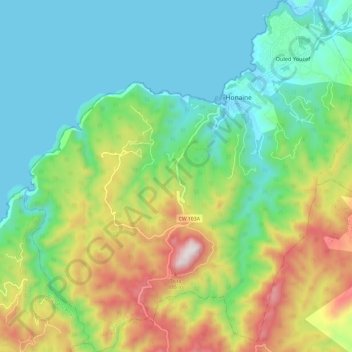 Mapa topográfico Honaïne, altitude, relevo
