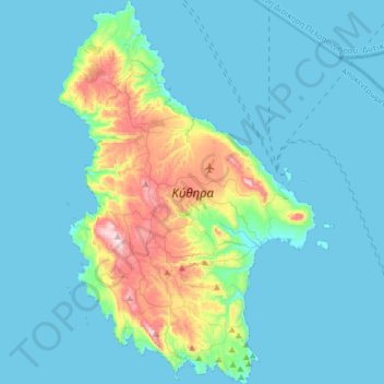 Mapa topográfico Kythira, altitude, relevo