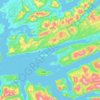 Mapa topográfico Møre og Romsdal, altitude, relevo