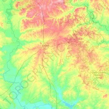 Mapa topográfico Houston County, altitude, relevo
