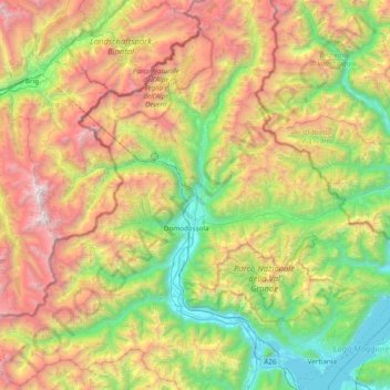 Mapa topográfico Toce / Tosa, altitude, relevo