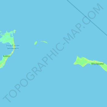 Mapa topográfico Mayaguana, altitude, relevo
