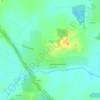 Mapa topográfico Блужа, altitude, relevo