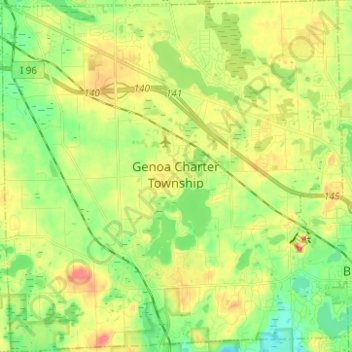 Mapa topográfico Genoa Charter Township, altitude, relevo