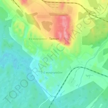 Mapa topográfico Талнах, altitude, relevo