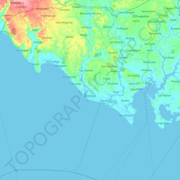 Mapa topográfico Donsol, altitude, relevo