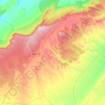 Mapa topográfico Dhaya, altitude, relevo