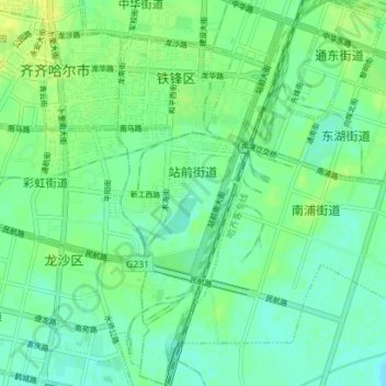 Mapa topográfico Zhanqian Subdistrict, altitude, relevo