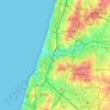Mapa topográfico Distrito de Tel Aviv, altitude, relevo