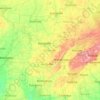 Mapa topográfico Tennessee, altitude, relevo