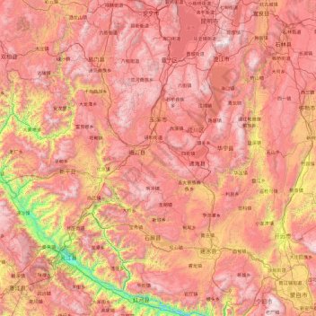 Mapa topográfico Yuxi, altitude, relevo