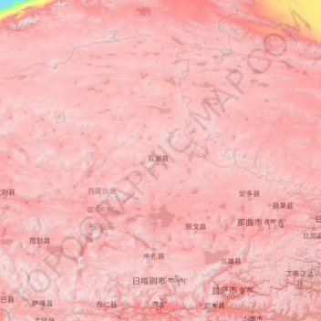 Mapa topográfico Nagqu City, altitude, relevo