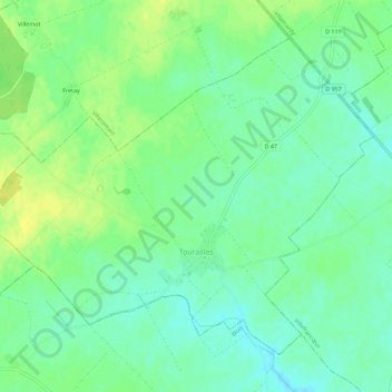 Mapa topográfico Tourailles, altitude, relevo