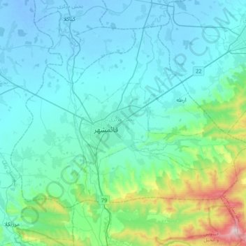 Mapa topográfico Ghaemshahr County, altitude, relevo