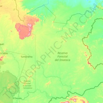 Mapa topográfico Parroquia Sección Capital Sifontes, altitude, relevo