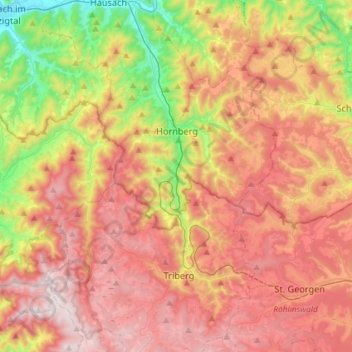 Mapa topográfico Gutach, altitude, relevo