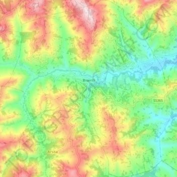Mapa topográfico Bisenti, altitude, relevo