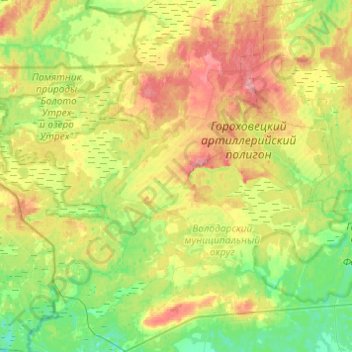Mapa topográfico Мулинский сельсовет, altitude, relevo