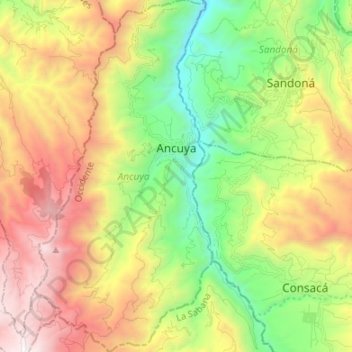 Mapa topográfico Ancuya, altitude, relevo