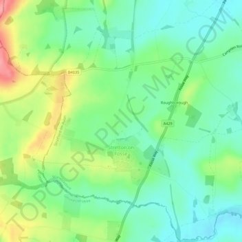 Mapa topográfico Stretton-on-Fosse, altitude, relevo