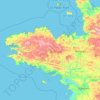 Mapa topográfico Bretagne, altitude, relevo