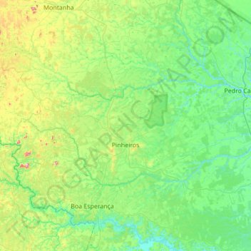 Mapa topográfico Pinheiros, altitude, relevo