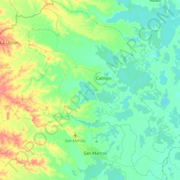 Mapa topográfico Caimito, altitude, relevo