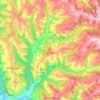 Mapa topográfico La Marsaille, altitude, relevo