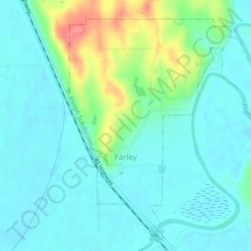 Mapa topográfico Farley, altitude, relevo