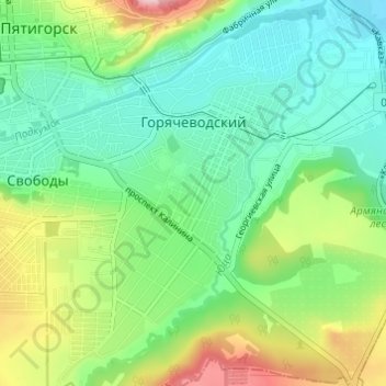 Mapa topográfico Горячеводский, altitude, relevo