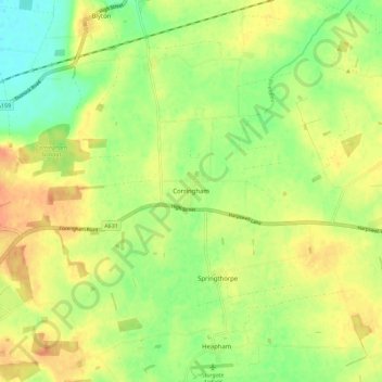 Mapa topográfico Corringham CP, altitude, relevo