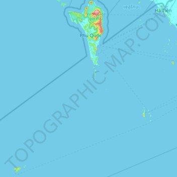 Mapa topográfico Phú Quốc, altitude, relevo
