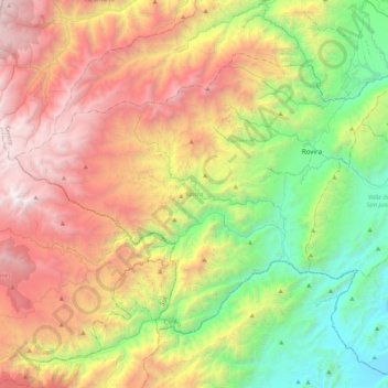 Mapa topográfico Rovira, altitude, relevo
