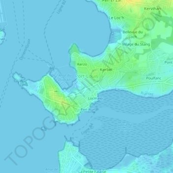 Mapa topográfico Port-Louis, altitude, relevo