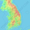 Mapa topográfico 조선반도/한반도, altitude, relevo