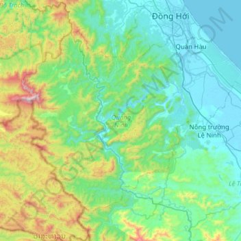 Mapa topográfico Quảng Ninh District, altitude, relevo