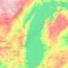 Mapa topográfico Lago Michigan, altitude, relevo