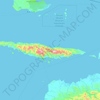 Mapa topográfico Pulau Sorenarwa, altitude, relevo
