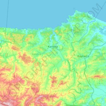 Mapa topográfico Kandıra, altitude, relevo