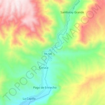 Mapa topográfico Río Sama, altitude, relevo