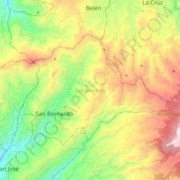 Mapa topográfico San Bernardo, altitude, relevo