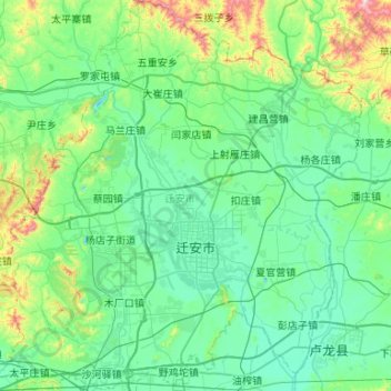 Mapa topográfico Qian'an City, altitude, relevo