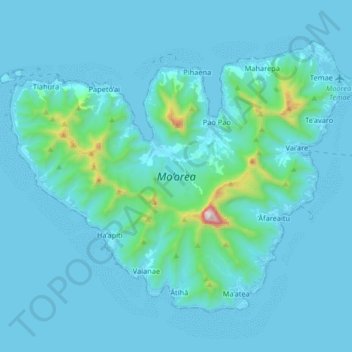 Mapa topográfico Mo’orea, altitude, relevo