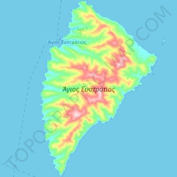 Mapa topográfico Agios Efstratios, altitude, relevo