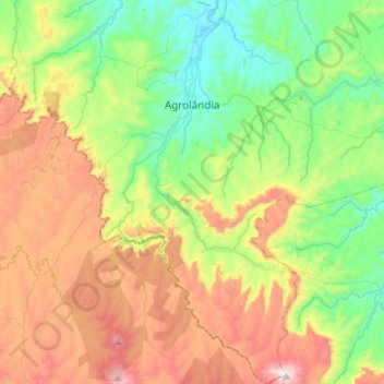 Mapa topográfico Agrolândia, altitude, relevo