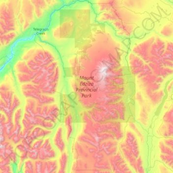 Mapa topográfico Mount Edziza Provincial Park, altitude, relevo