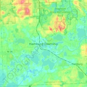 Mapa topográfico Hamburg Township, altitude, relevo