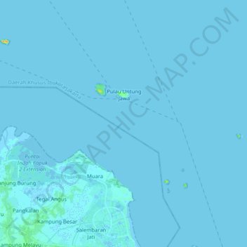 Mapa topográfico Pulau Untung Jawa, altitude, relevo