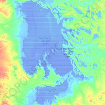 Mapa topográfico Lake Eyre, altitude, relevo